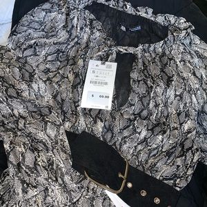 Zara Snake Print Dress with Belt